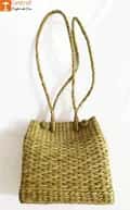 Natural Straw Grass Handmade Picnic Bag with Long Handle image 1
