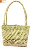 Large Natural Straw Handbag with beautiful design and handle image 1