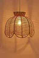 Rattan wicker hanging lampshade image 1