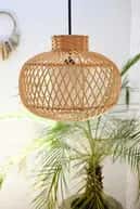 Rattan circular shaped wicker hanging lampshade image 1