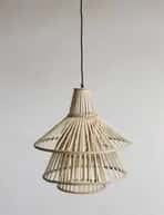 Bamboo three tier wicker hanging lampshade image 1