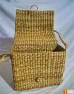 Natural Straw Handbag with Cover and Button Closure image 1
