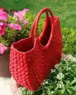 Natural Straw Handmade Red U bag image 1