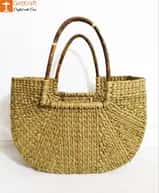 Natural Straw U-Shaped Fancy Handbag with Long Handles image 1