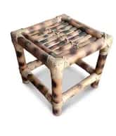 Handmade Bamboo Stool with Slatted Square Seat