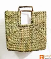 Natural Straw Mini Square Handbag with Square Handles image 1