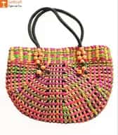 Natural Straw Handmade Multi-coloured Bag image 1