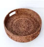 Round Rattan Serving Tray image 1