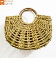 Natural Straw Mini Net Handmade U bag image 1