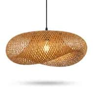 Bamboo Hanging Pendant Lamp with Oval Woven Shade