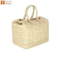 Natural Straw Kauna Grass Picnic Basket image 1