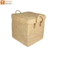 Natural Straw Kauna Grass Laundry Basket with Handle image 1