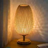 Oval shape bamboo stand lamp image 1