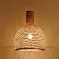 Bamboo wicker hanging lampshade image 1