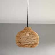 Rattan round shaped wicker hanging lampshade image 1