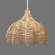 Bamboo flower shaped wicker hanging lampshade image 1