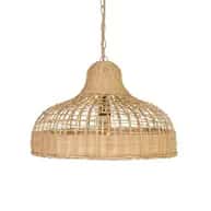 Half onion shaped rattan wicker hanging lampshade image 1