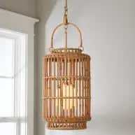 Bamboo high quality wicker hanging lampshade with handle image 1