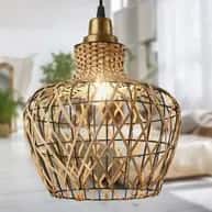 Rattan fixture attractive wicker hanging lampshade image 1