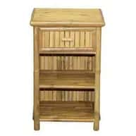 Modern natural bamboo corner table with one drawer image 1