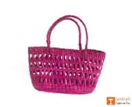 Natural Straw Handmade Purple Medium Sized Basket image 1