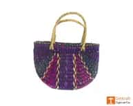Natural Straw Handmade Multi-coloured Tote Handbag image 1
