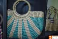 Natural Straw Designer Multi-coloured Hand Bag image 1