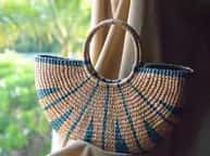 Large Natural Straw Multicolored Handbag image 1