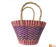 Natural Straw Medium Sized Tote Handbag with multicolored patterns image 1