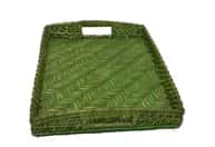 Ethnic Bamboo Serving Tray (Green) Length 40 cm image 1