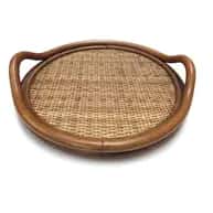 Cane Rattan Round Serving Kitchen Tray image 1