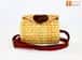 Natural Straw Cylindrical Barrel Bag With long Leather Belt image 2