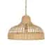 Half onion shaped rattan wicker hanging lampshade image 1