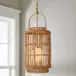 Bamboo high quality wicker hanging lampshade with handle image 1