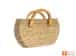 Natural Straw Oval Shaped Handbag with wooden handle image 3