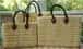 Large Natural Straw Handbag with a colored handle image 1