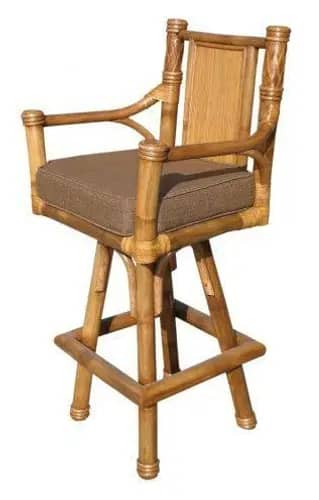 Attractive bamboo varnish colour bar chair with cushion image 1