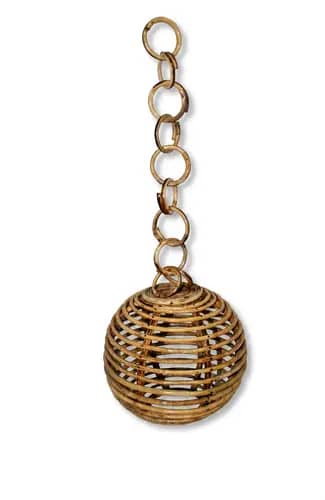 Handwoven Rattan Hanging Lamp with Ring Chain