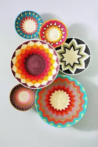 Natural Seagrass Sabai  Grass Wall decor plate ( Set of 6) image 1