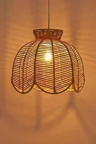 Rattan wicker hanging lampshade image 1