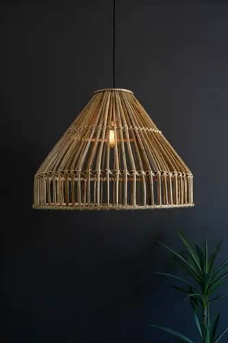 Rattan trendy wicker hanging lampshade image 1