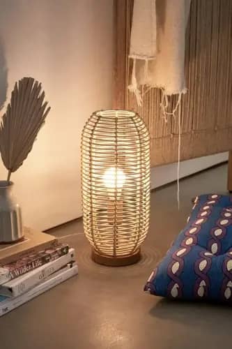 Rattan wicker hanging lampshade image 1