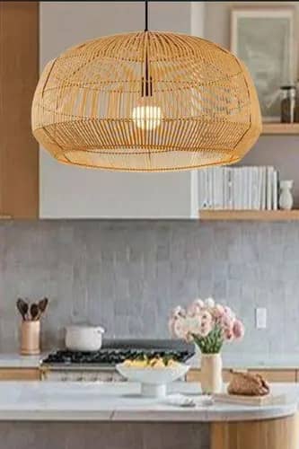 Rattan high quality fixture wicker hanging lampshade image 1