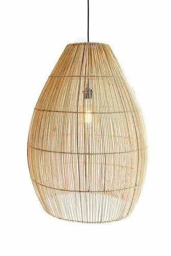 Rattan oval shaped wicker hanging lampshade image 1