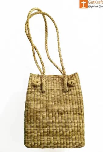 Large Natural Straw Handbag with long handle support image 1
