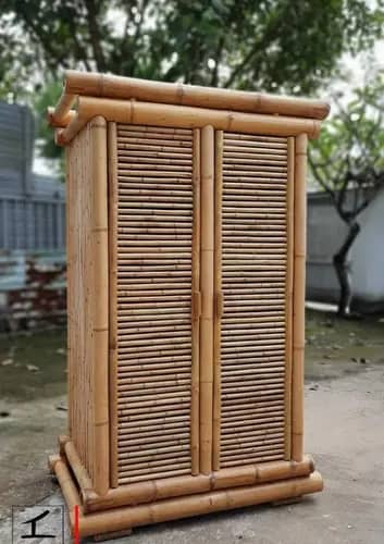 Modern antique natural bamboo wardrobe image 1