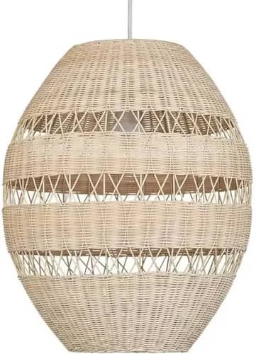 Rattan extra large oval shaped wicker hanging lampshade image 1