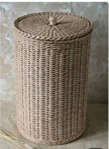 Rattan Cane Basket with Lid image 1