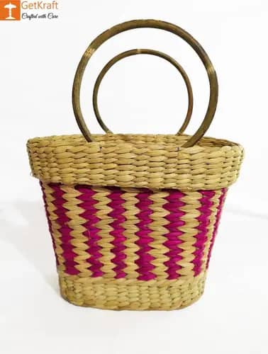 Large Natural Straw Multicolored Handbag image 1