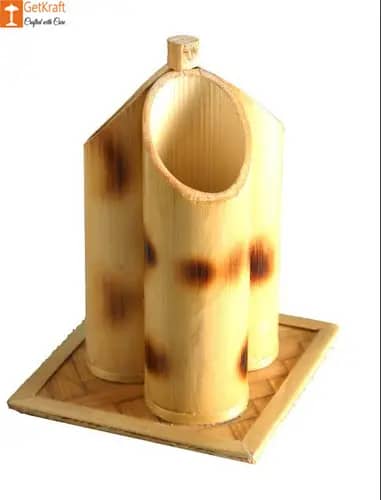 Pen Holder or Stand made from Bamboo(3 slots) image 1